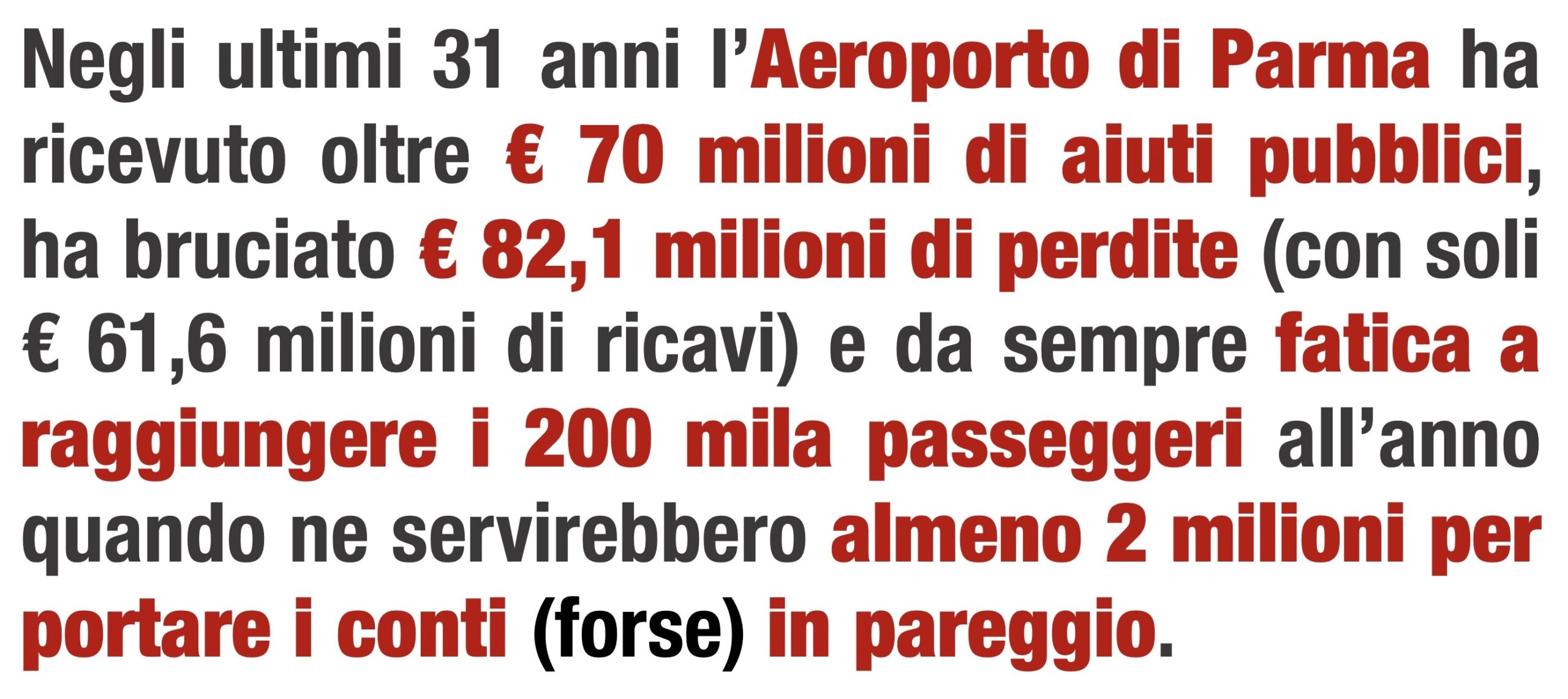 Aeroporto di Parma, una fumosa faccenda su cui serve chiarezza